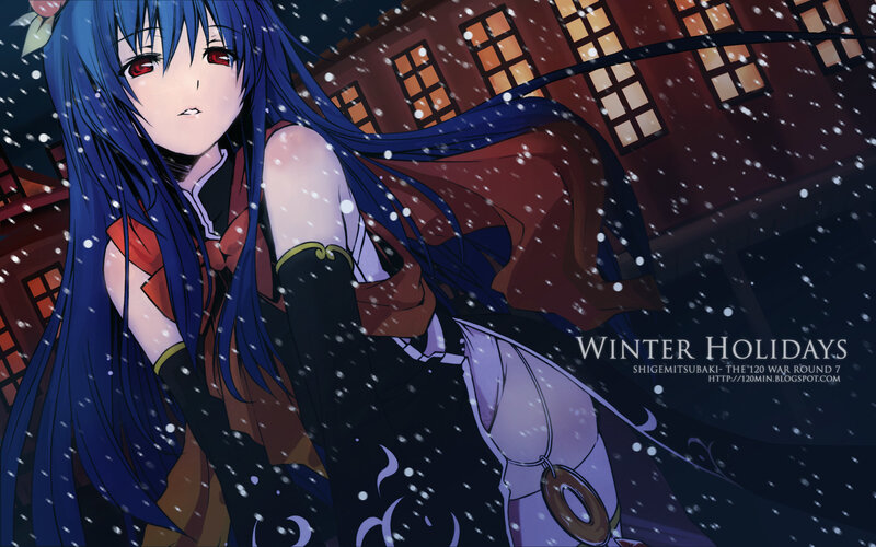 Winter holidays anime girl