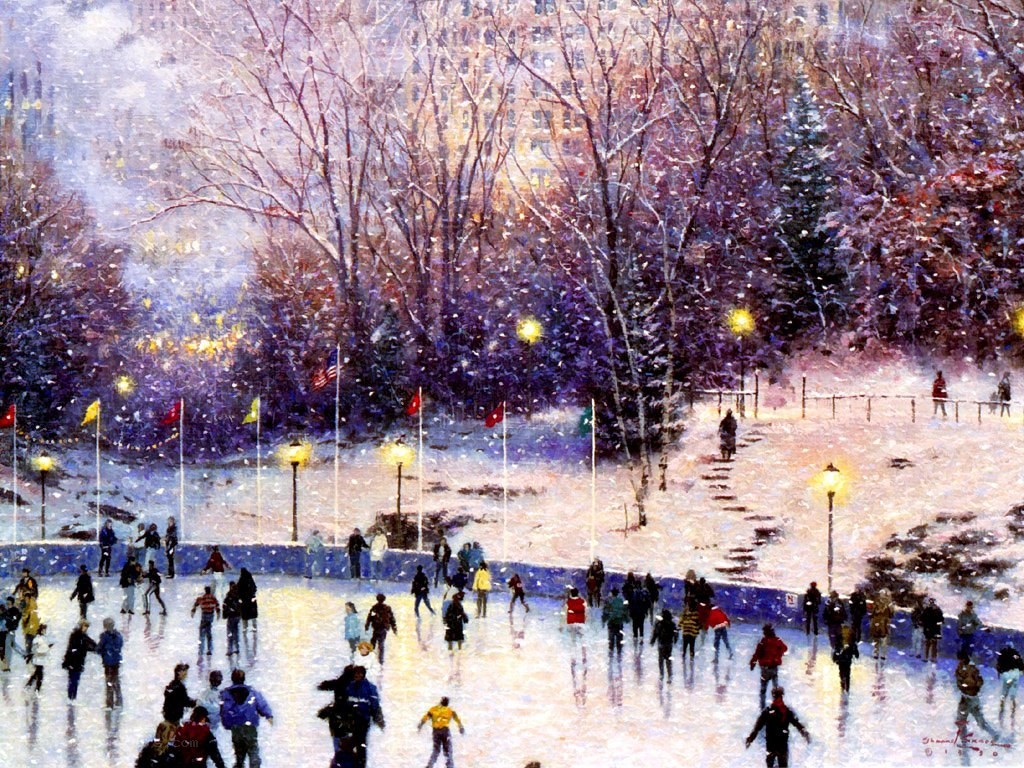 Winter Ice Skating in the Park