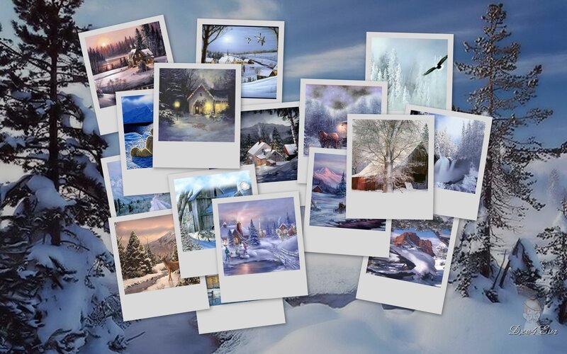 Winter landscape photo collage