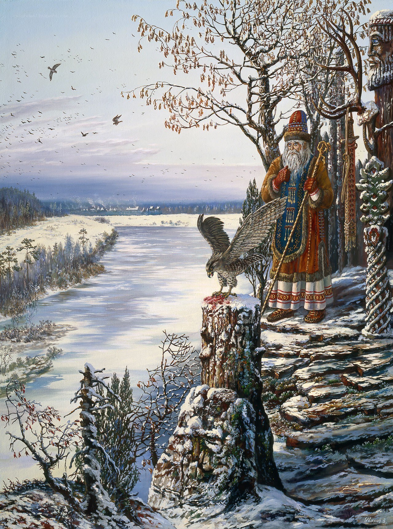 Winter landscape with a figure