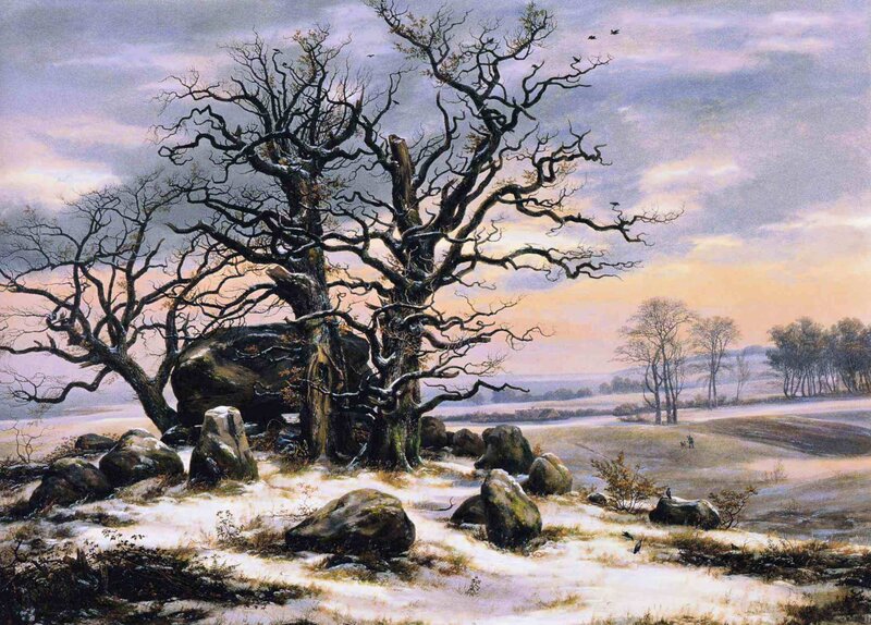 Winter landscape with bare trees