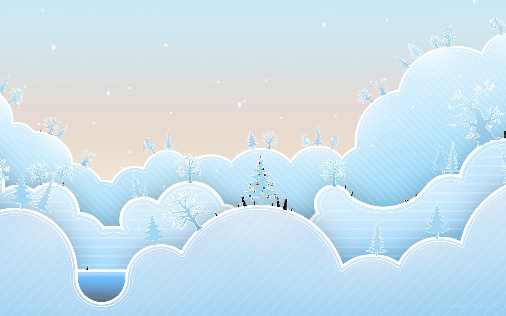Winter landscape with Christmas tree