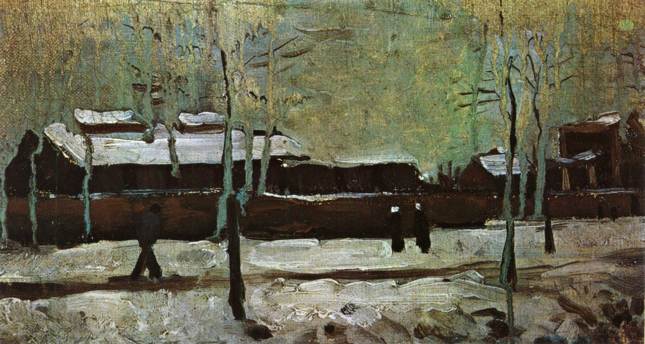 Winter landscape with figures