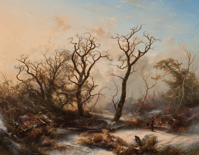 Winter Landscape with Figures — Brown