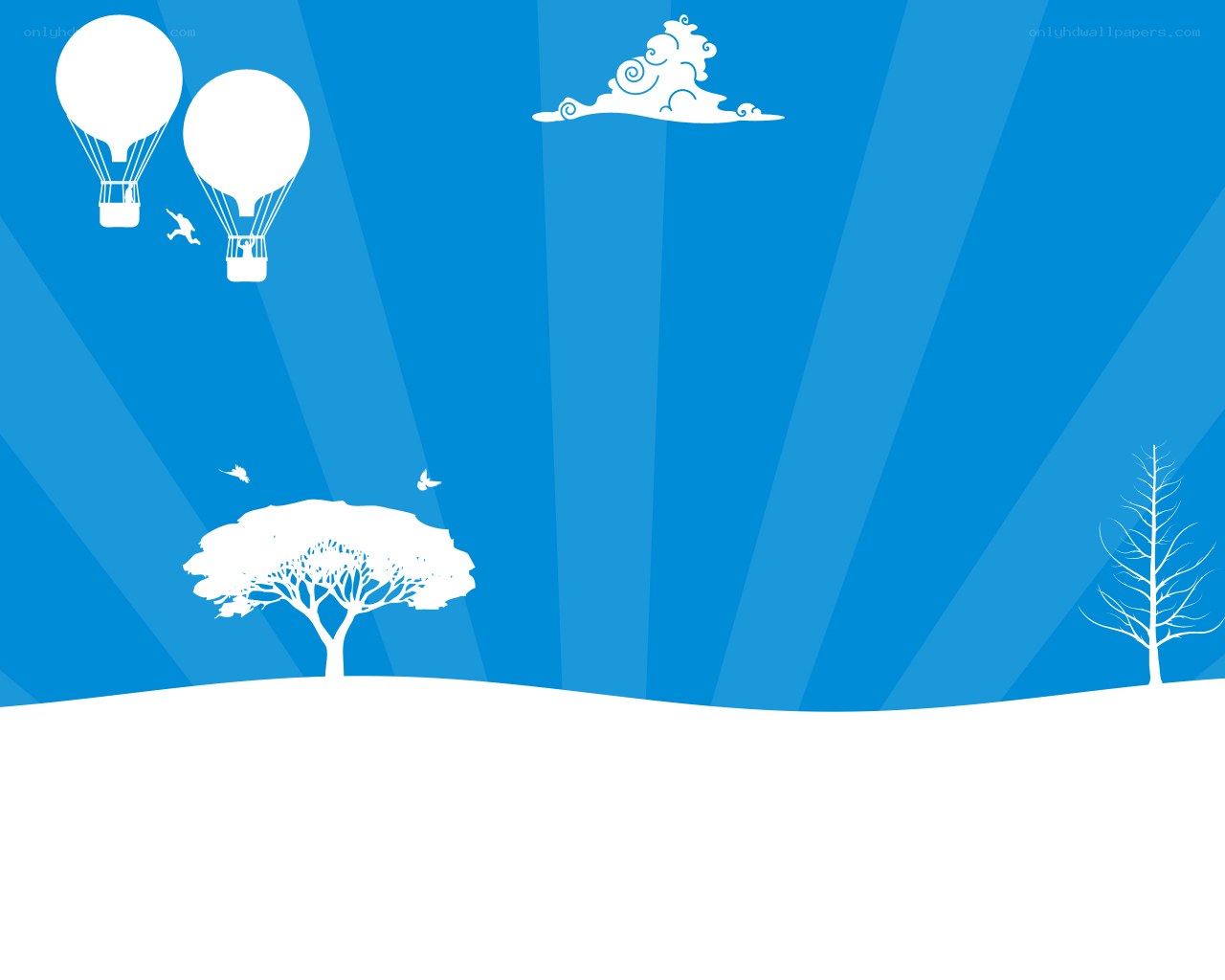 Winter landscape with hot air balloons