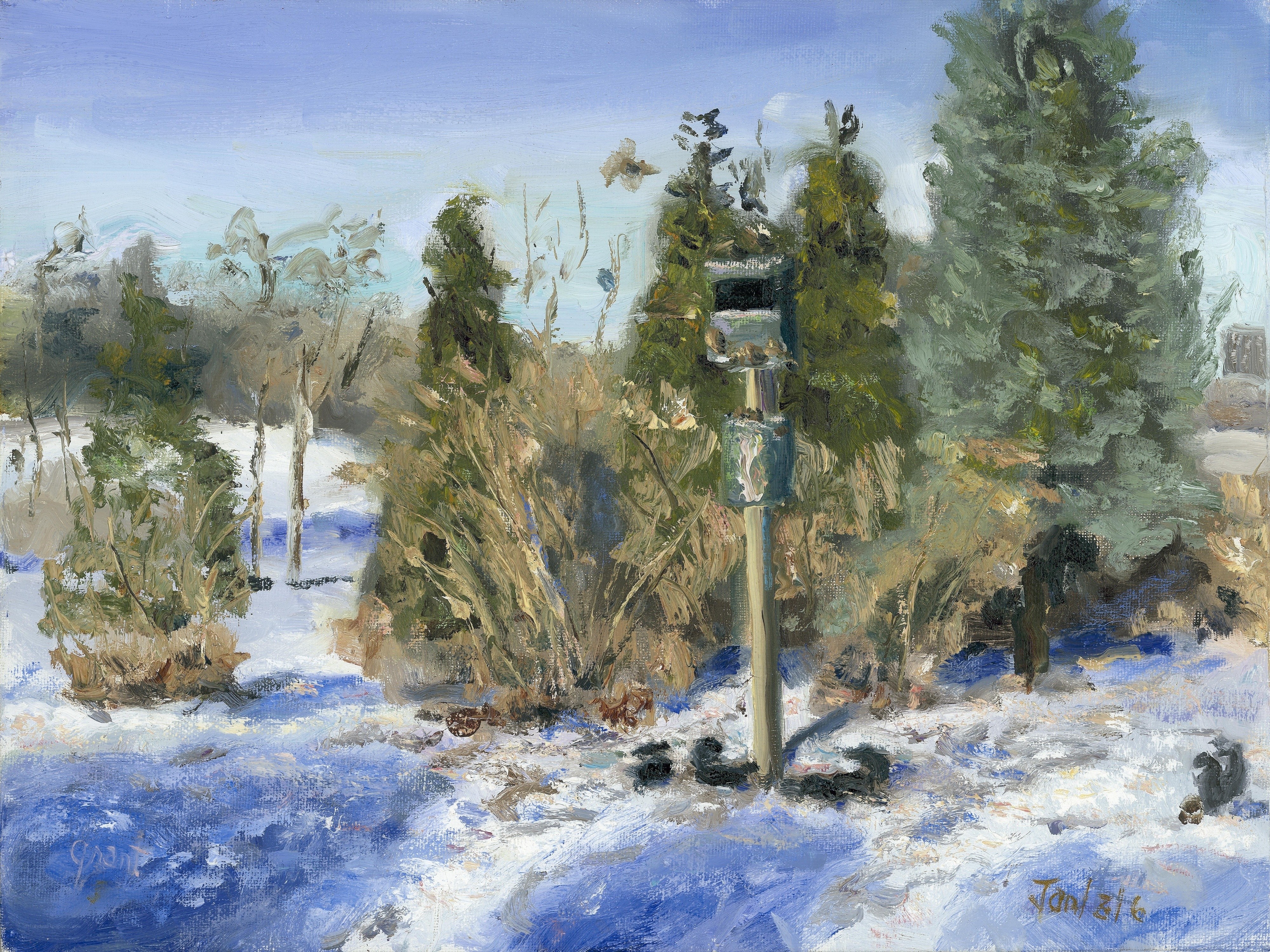 Winter landscape with mailbox