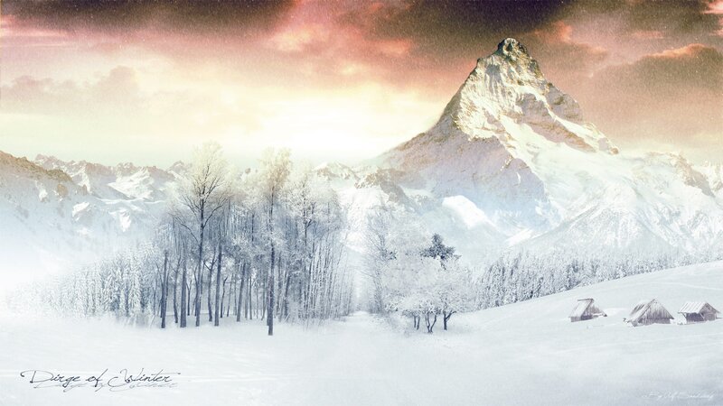 Winter landscape with mountain