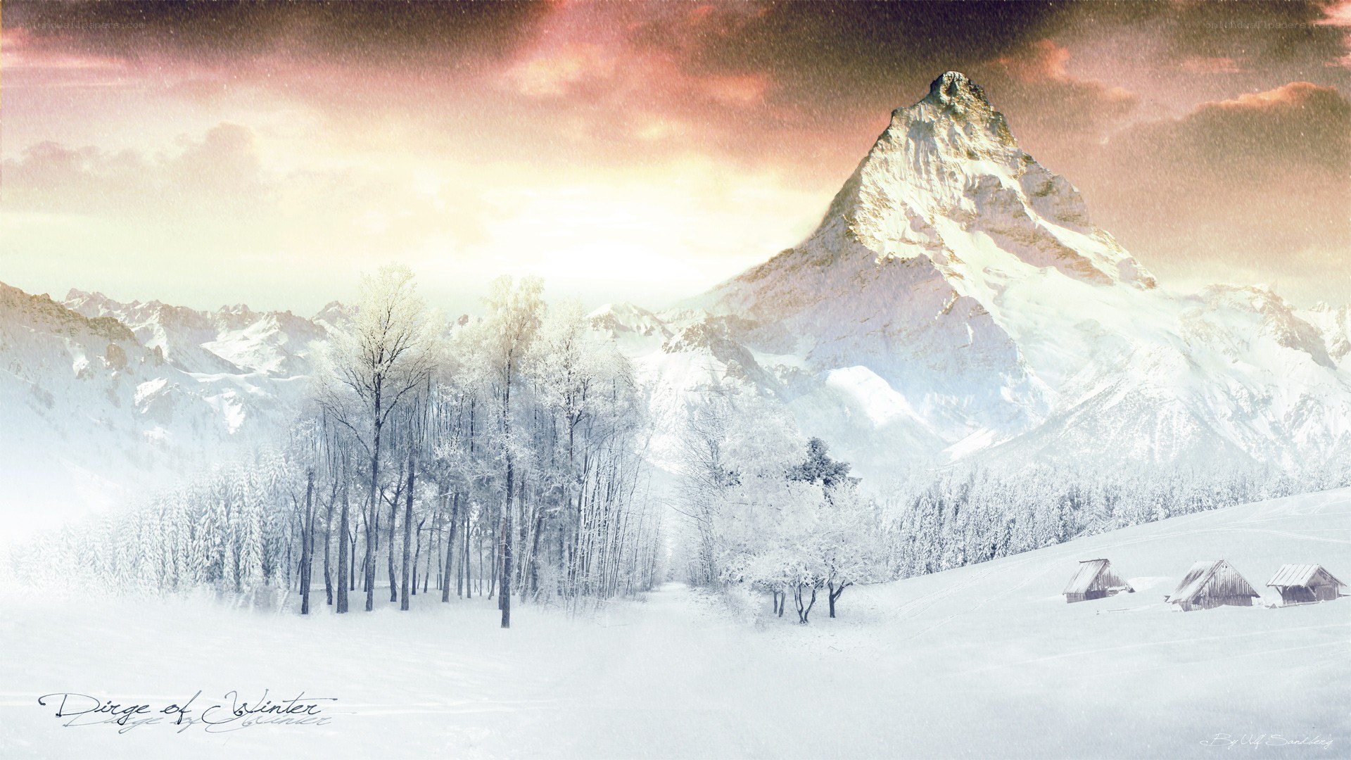 Winter landscape with mountain