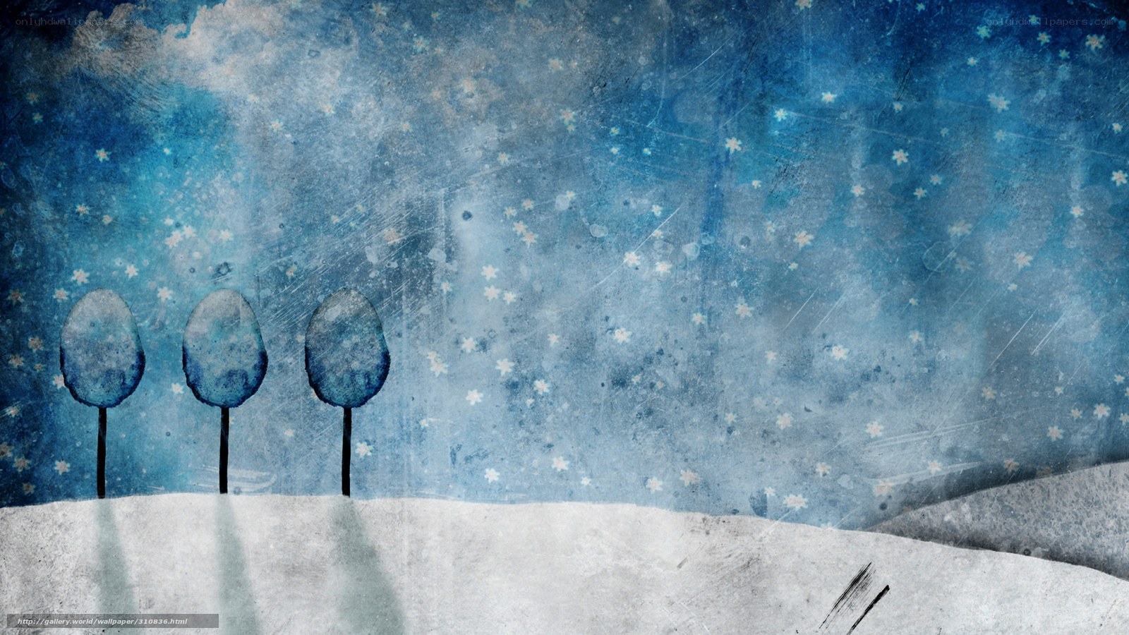 Winter landscape with snow and trees