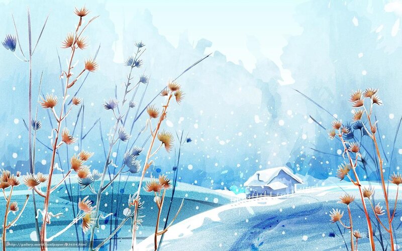Winter landscape with snowfall