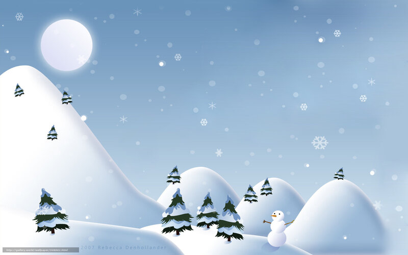Winter landscape with snowman