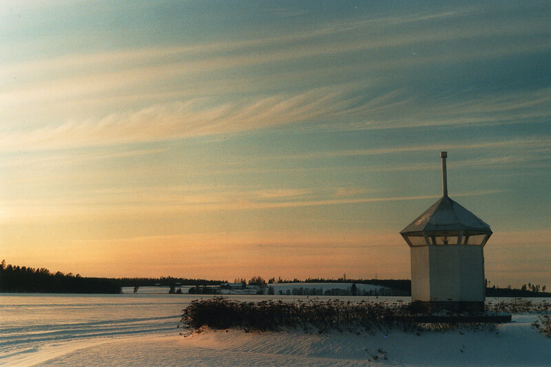 Winter landscape with tower
