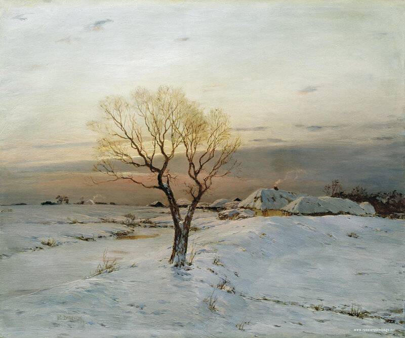 Winter landscape with tree