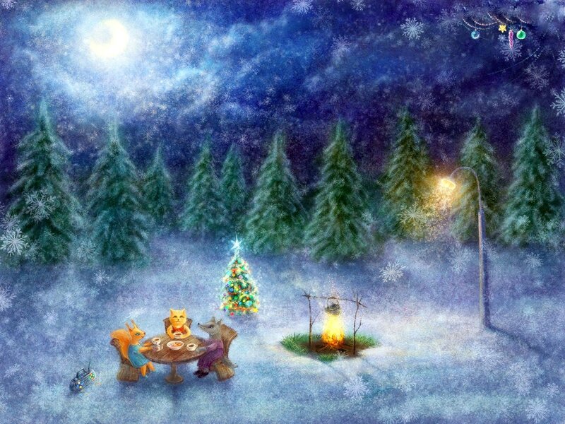 Winter night gathering