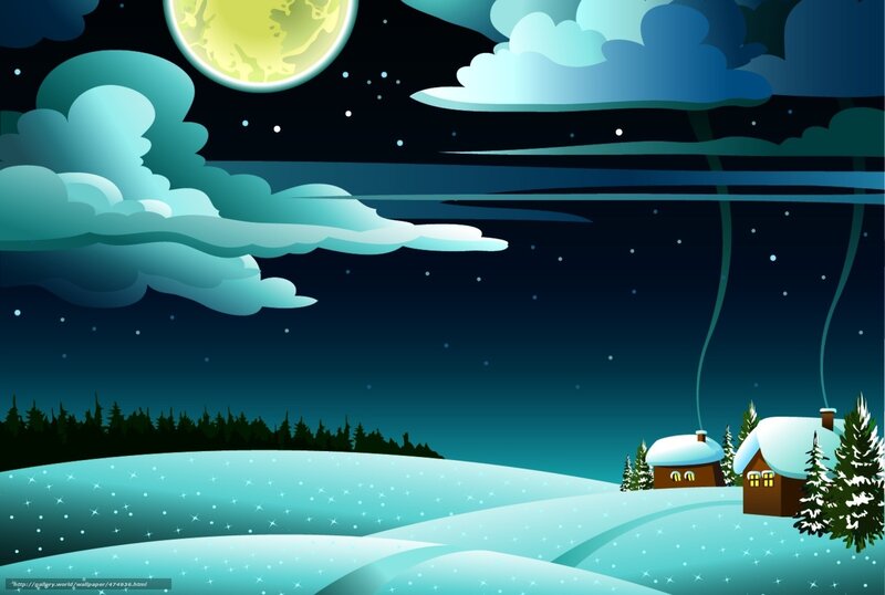 Winter night with moon