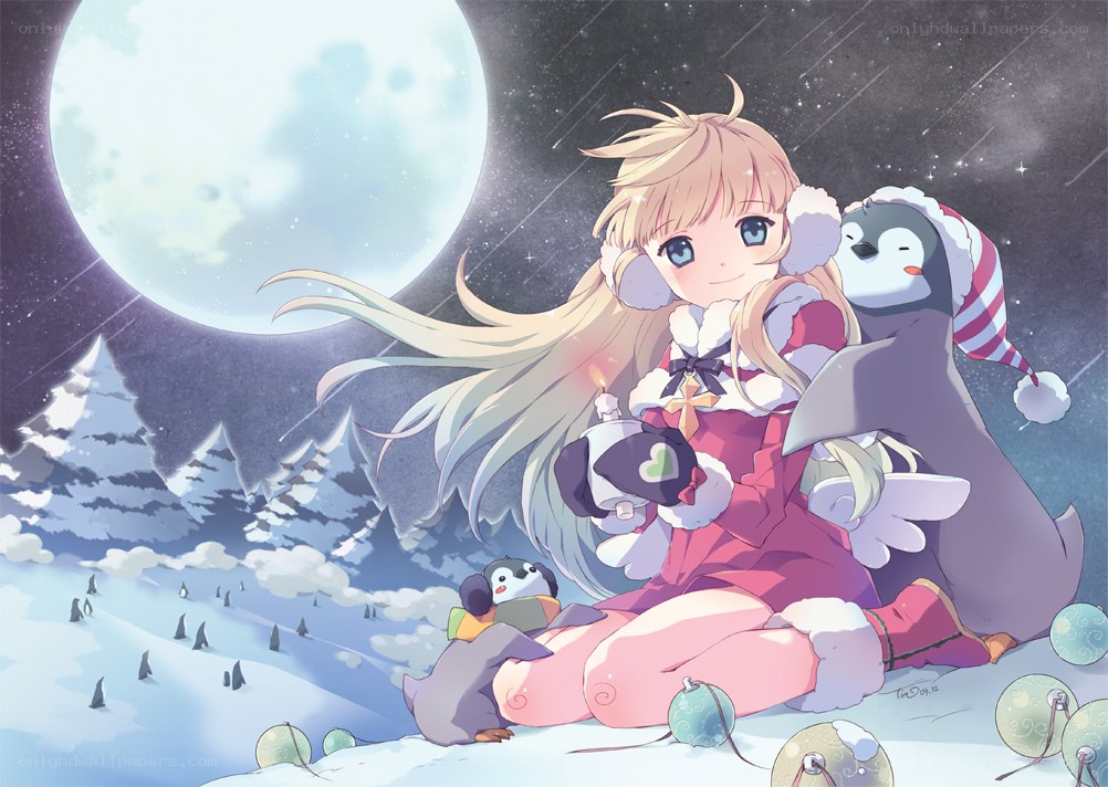 Winter night with penguins