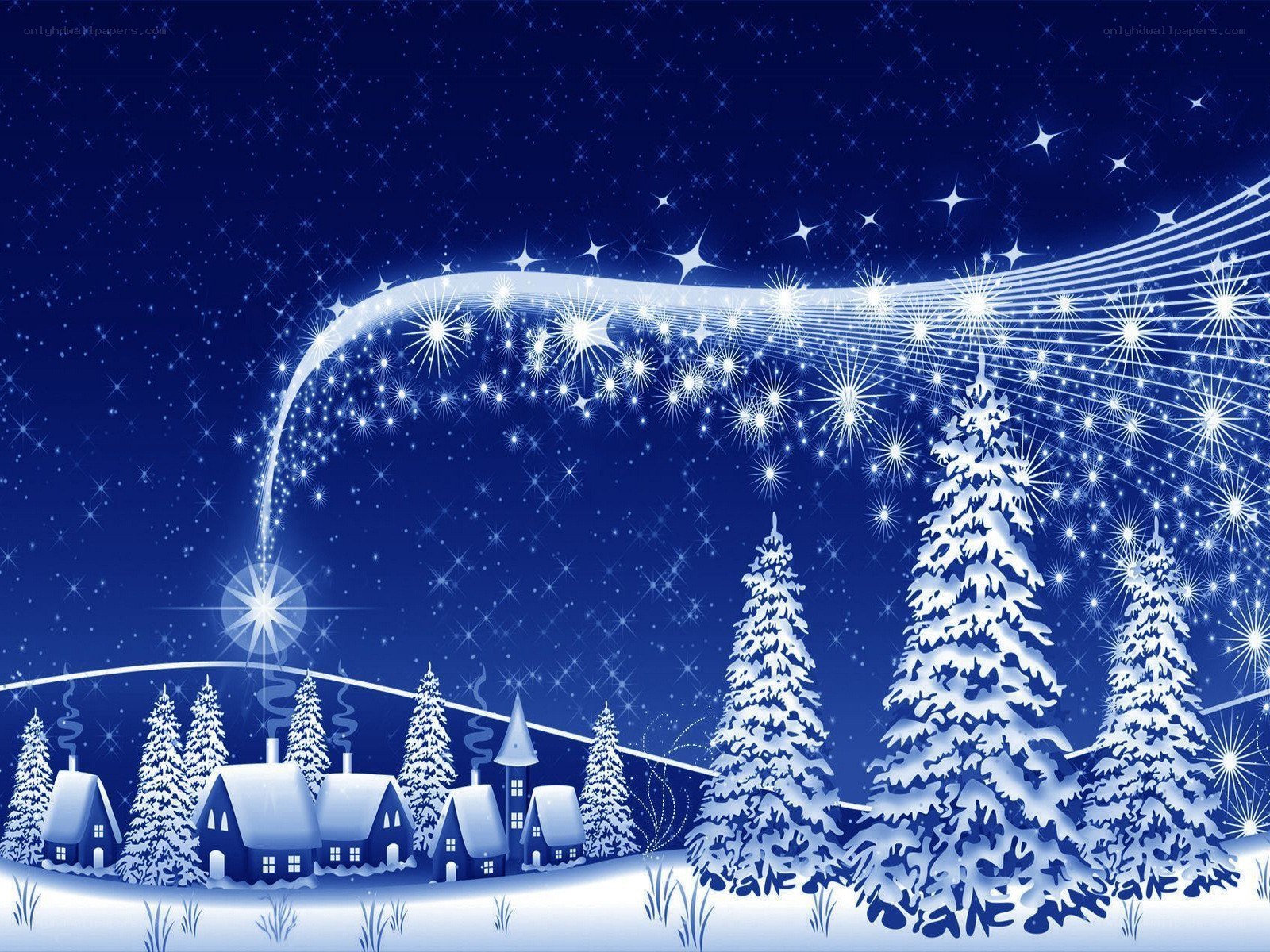 Winter night with shooting star