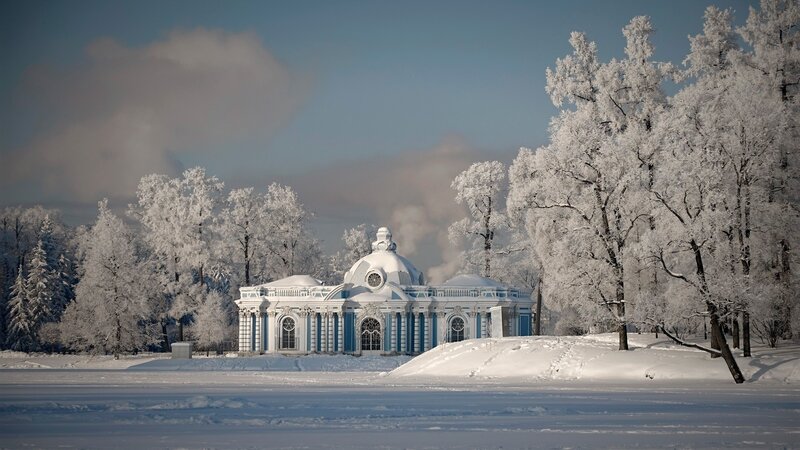 Winter palace in snow