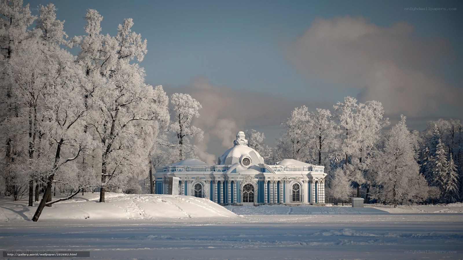 Winter palace in snow