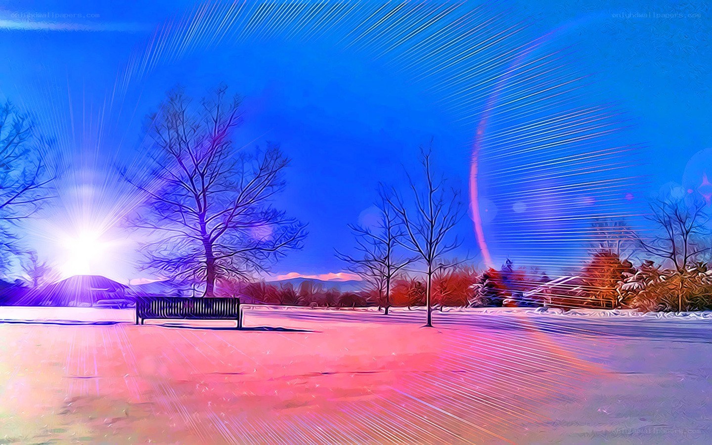 Winter park at sunrise