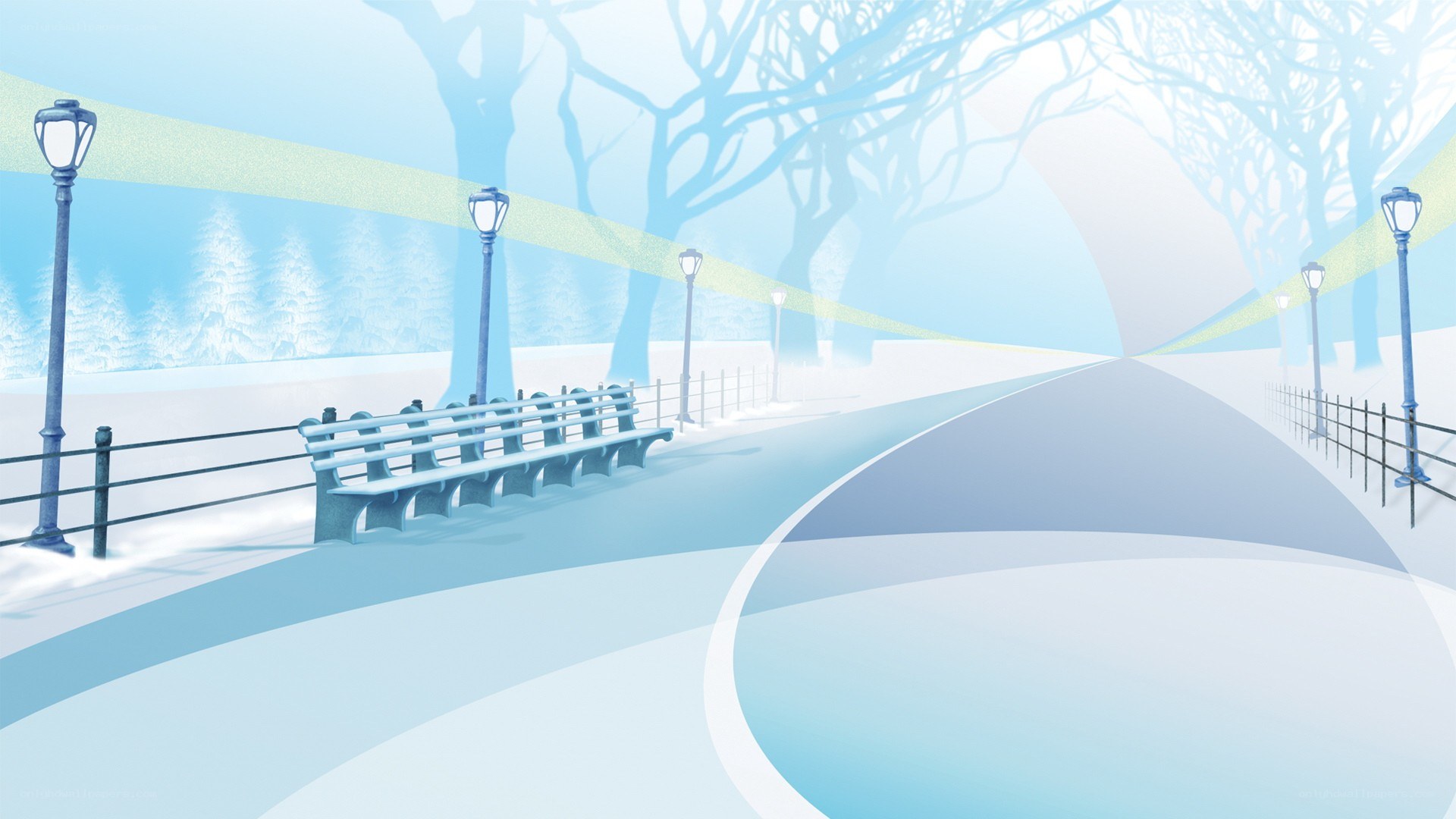 Winter park path scene