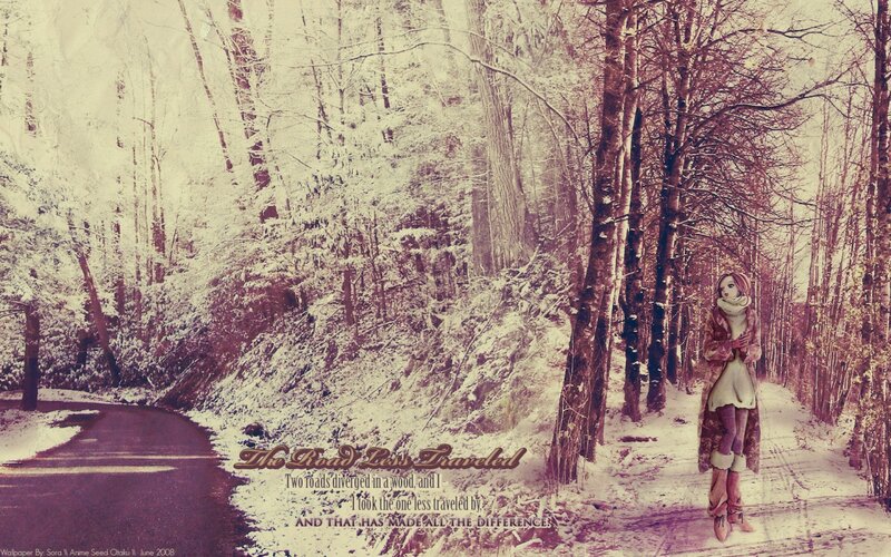 winter path with anime girl