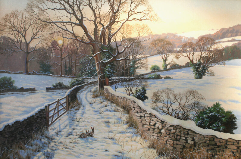 Winter Path with Hares
