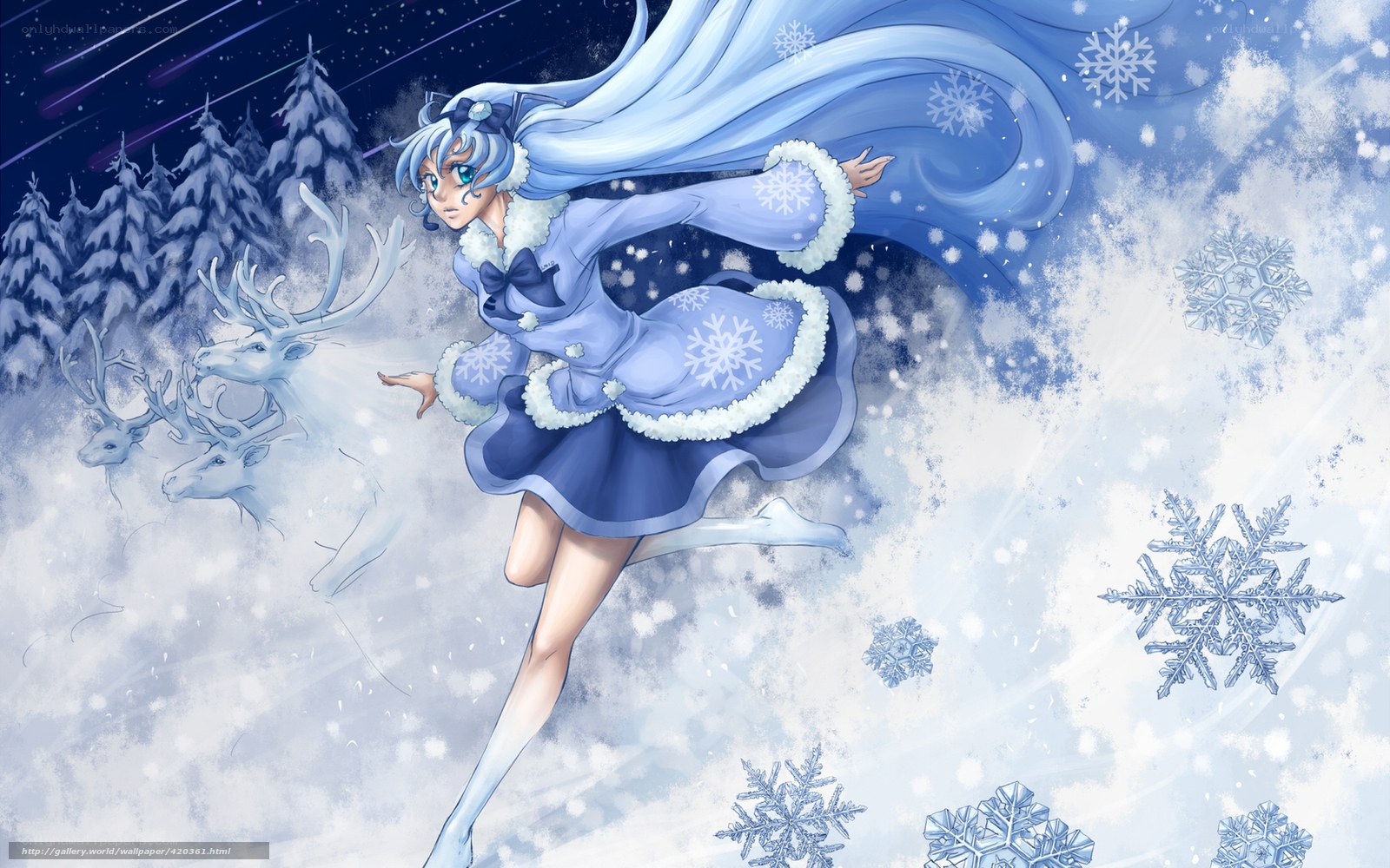 Winter princess in snowy forest