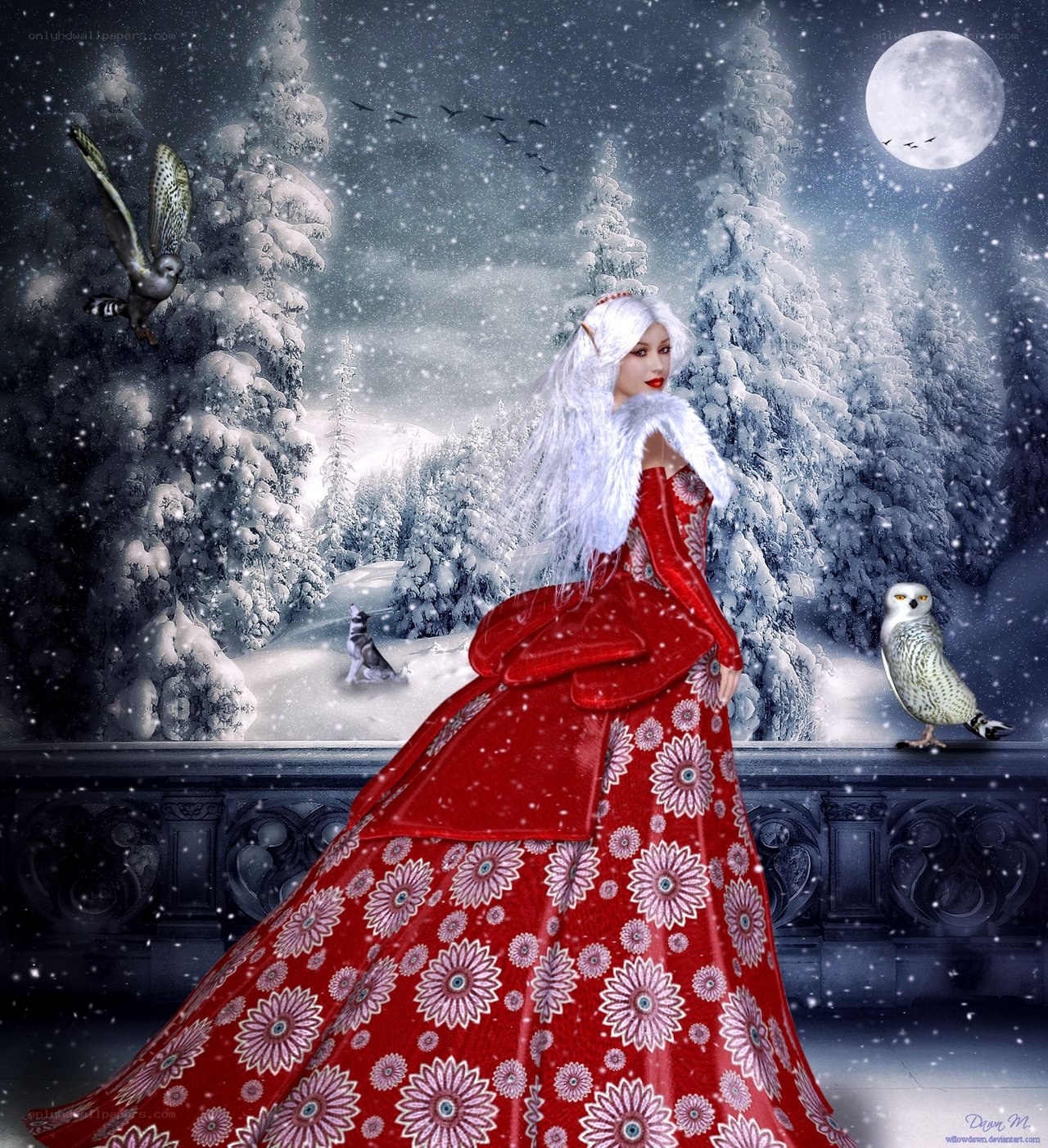 Winter Queen in a Snowy Forest