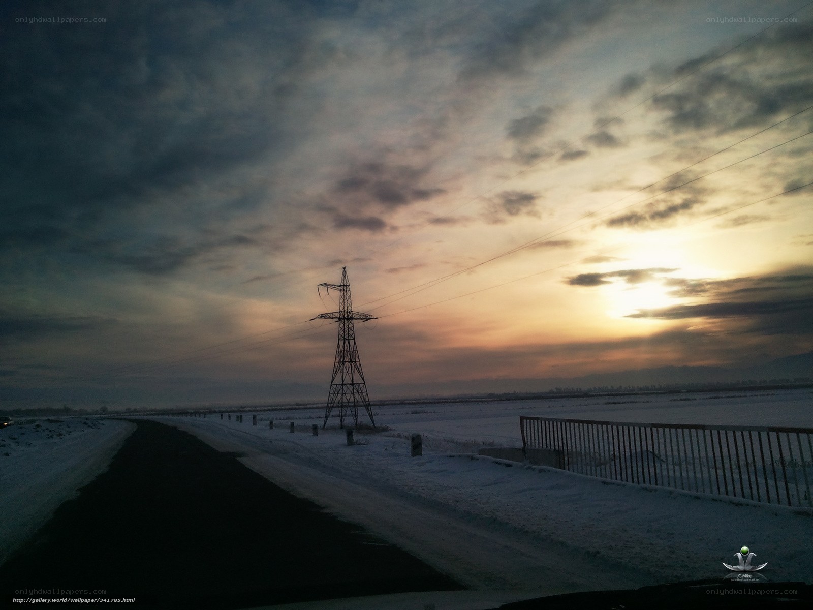 Winter Road at Sunset