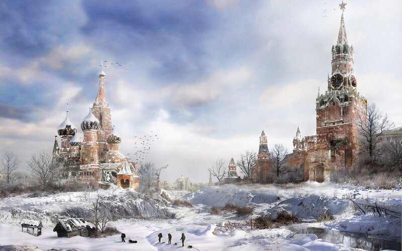 Winter scene of Moscow landmarks