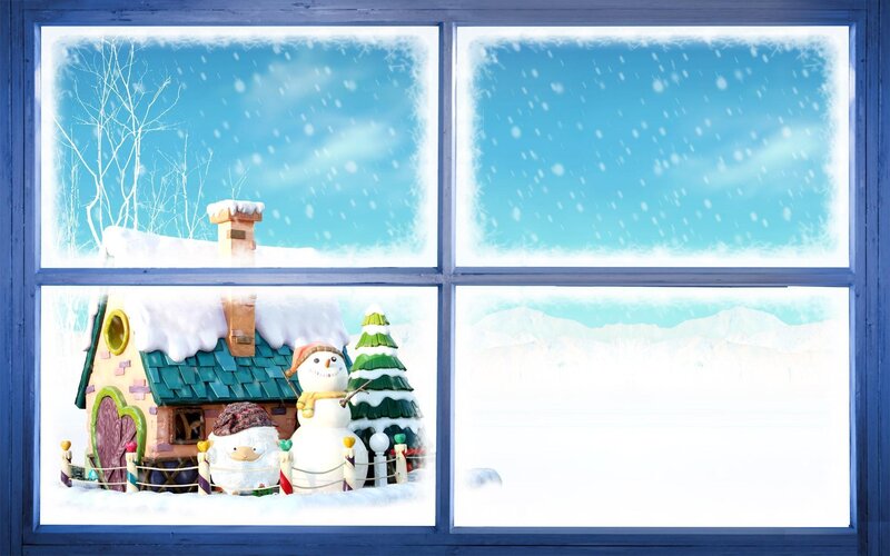 winter scene through window