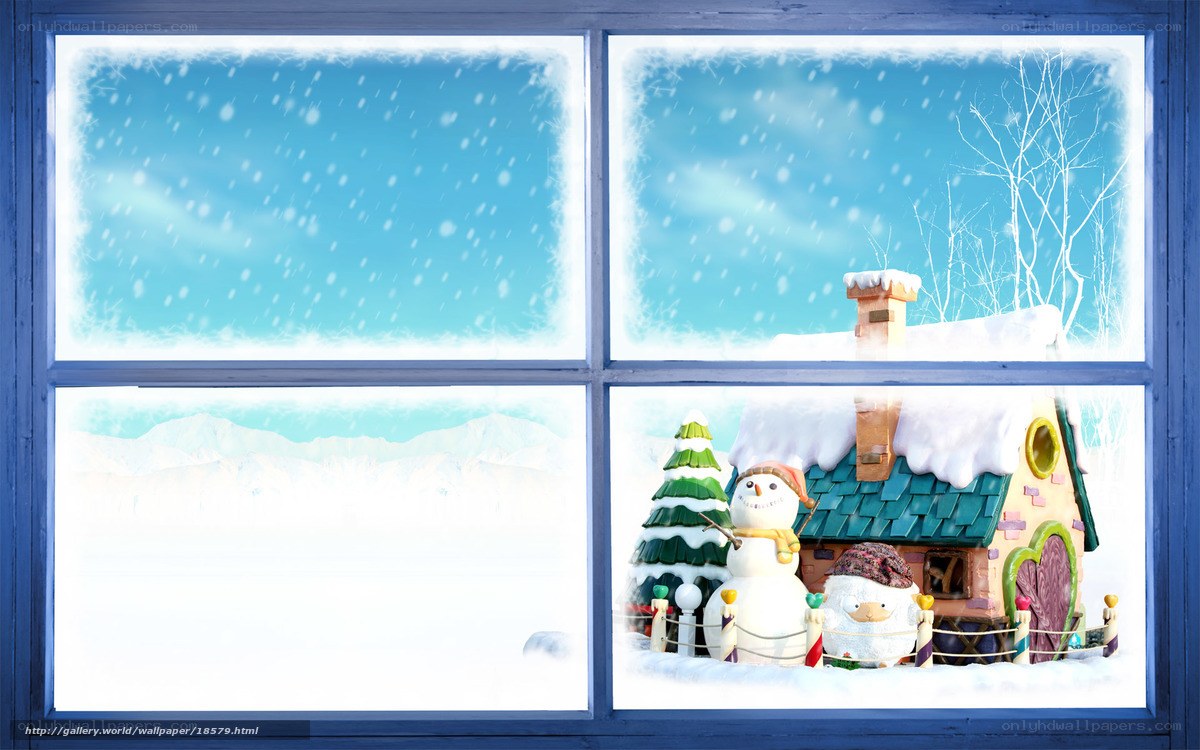 Winter scene through window