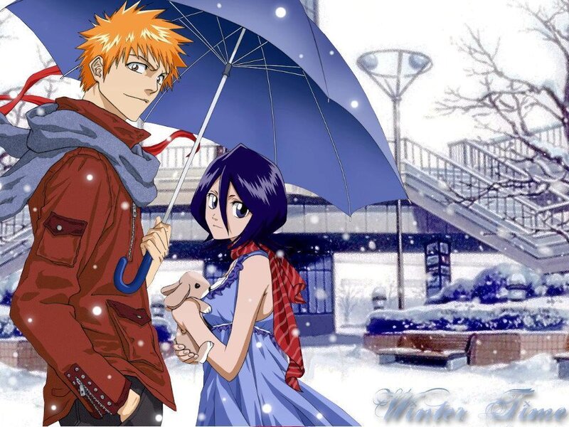 Winter scene with anime characters