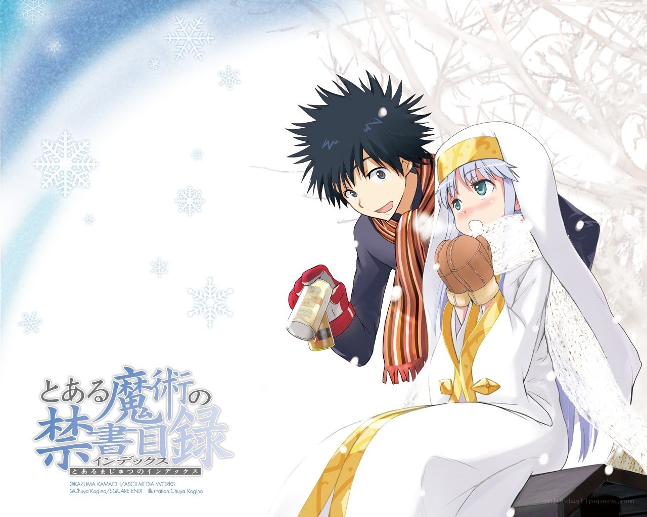 Winter scene with anime characters