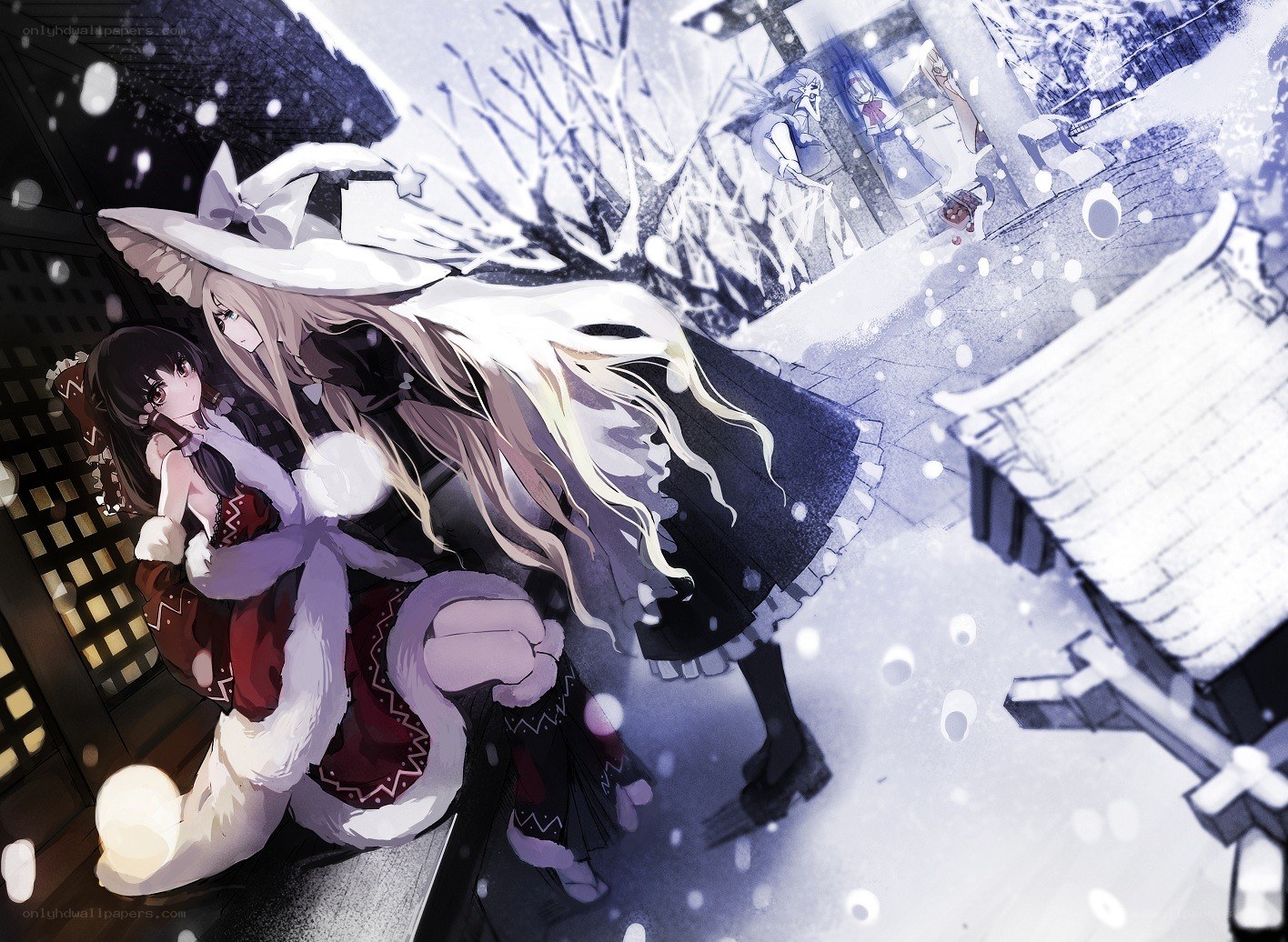 Winter scene with anime girls