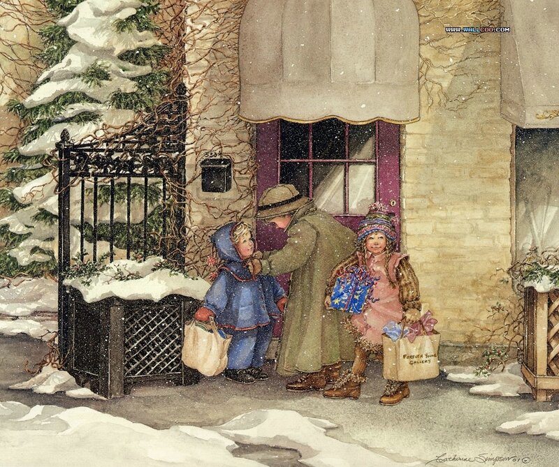 Winter scene with children