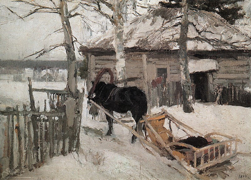 Winter Scene with Horse and Sled