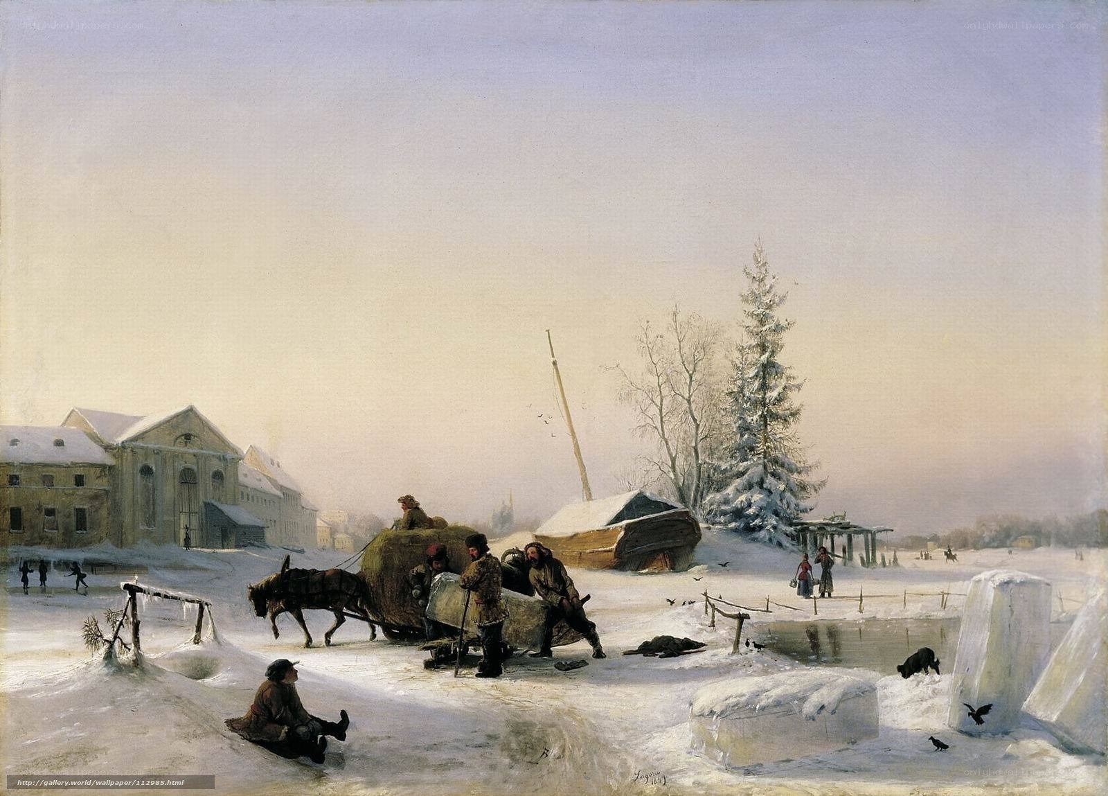 Winter Scene with Ice Harvesting