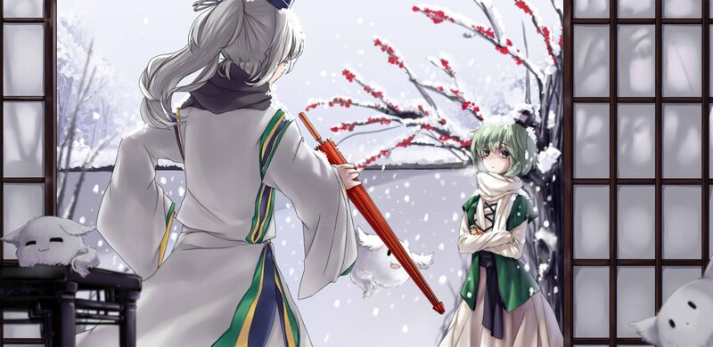 Winter scene with two characters