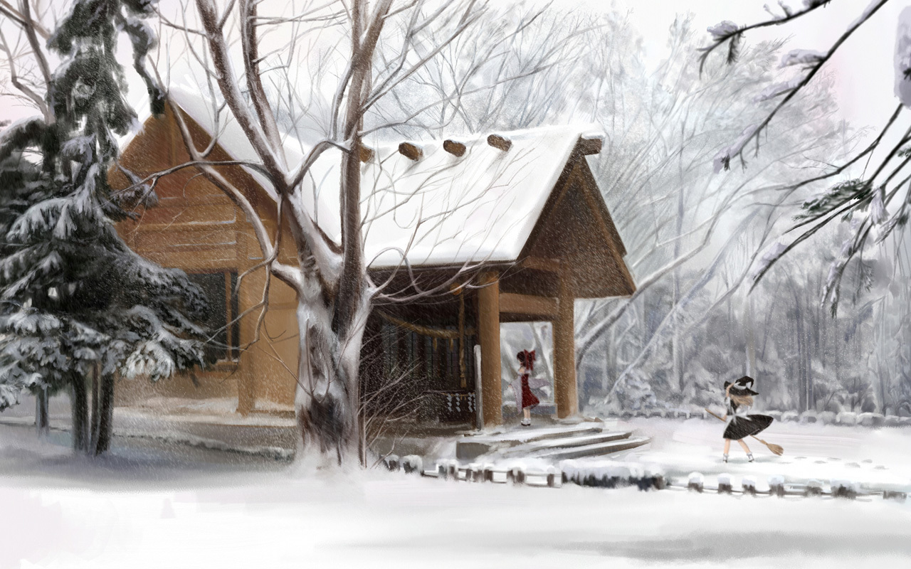 Winter shrine scene