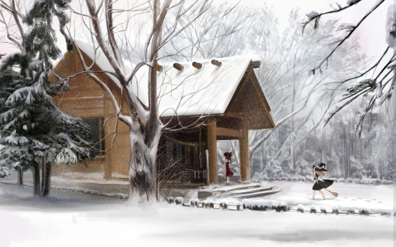 Winter shrine scene