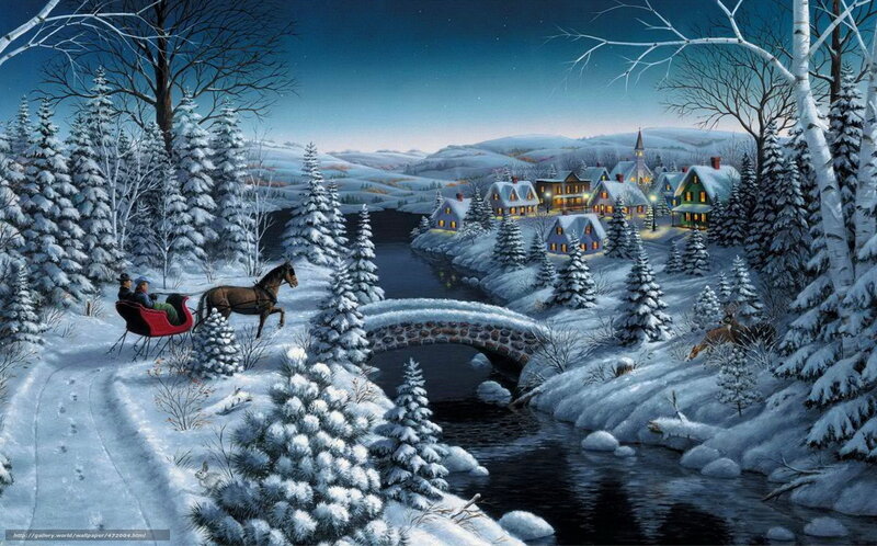 Winter sleigh ride by river