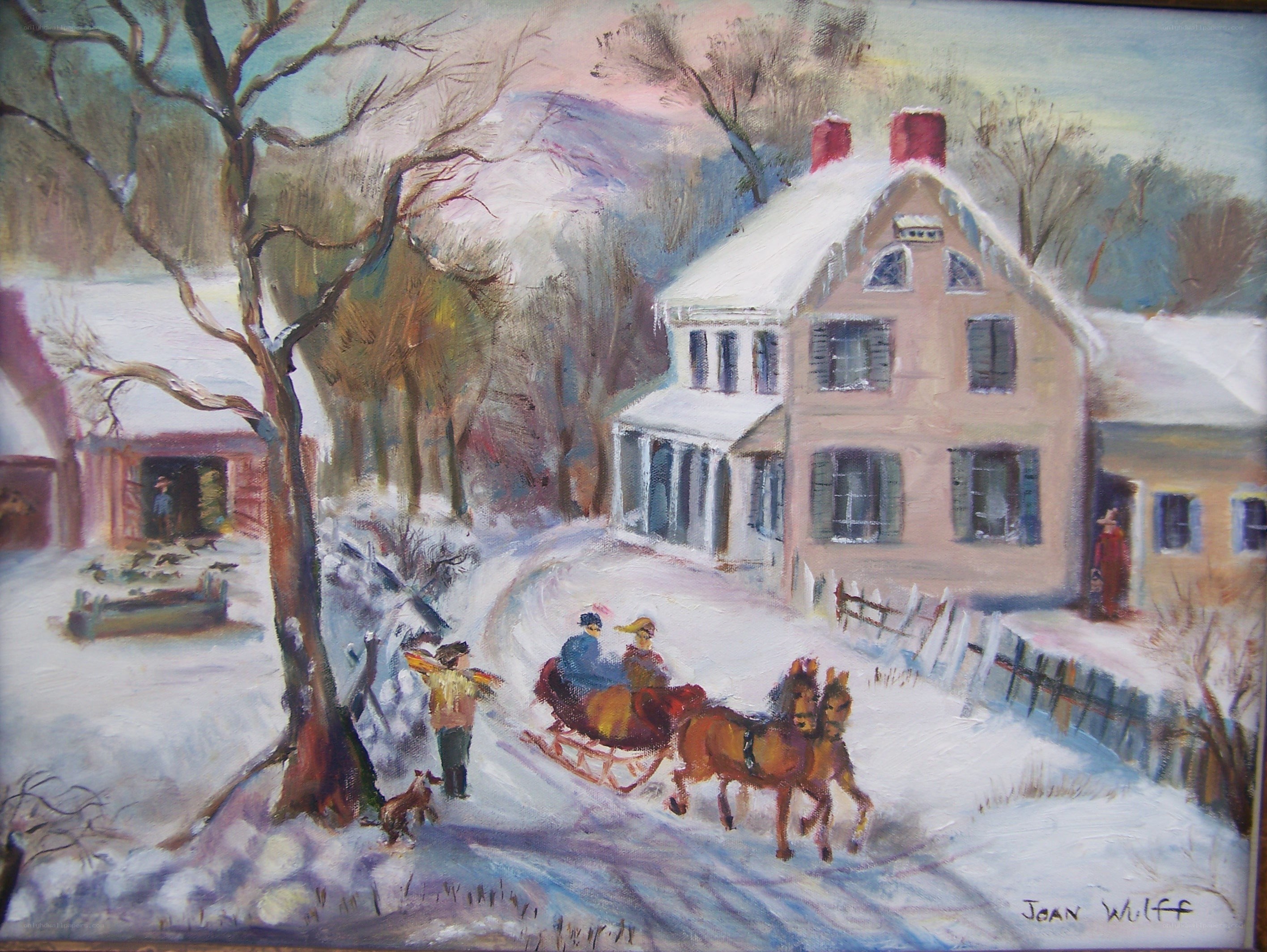 Winter Sleigh Ride Painting