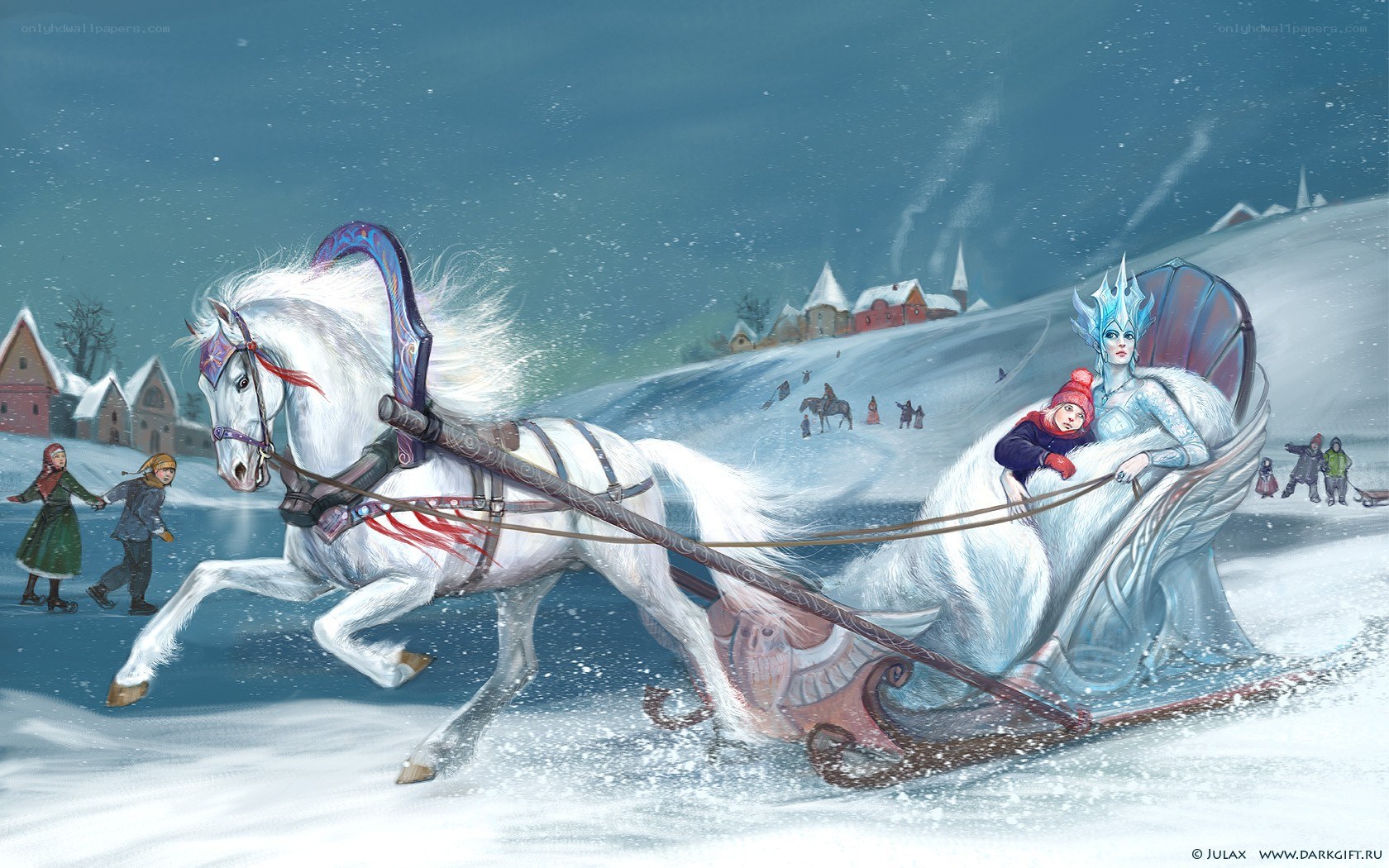 Winter sleigh ride with ice queen