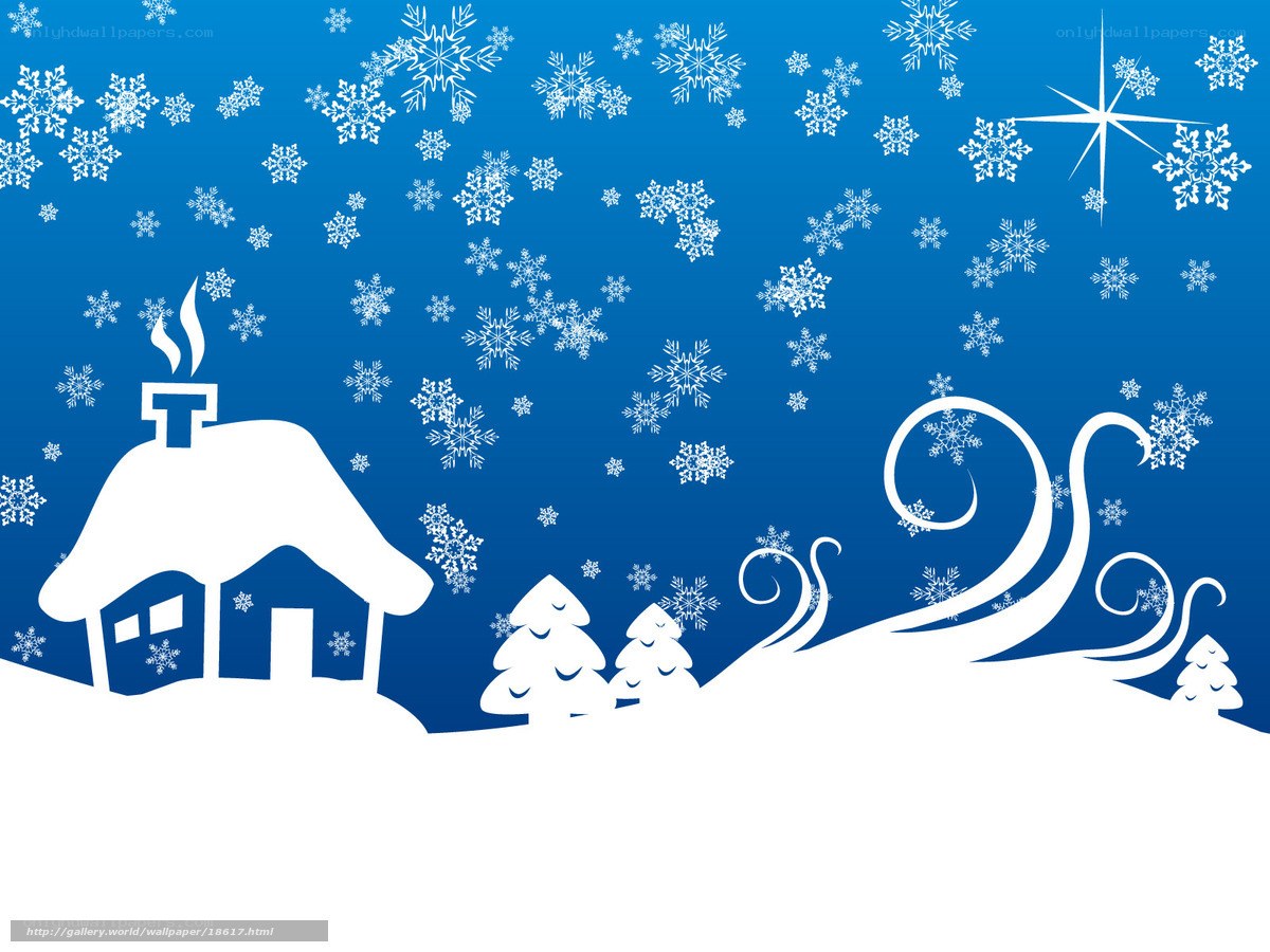 Winter snow scene with house