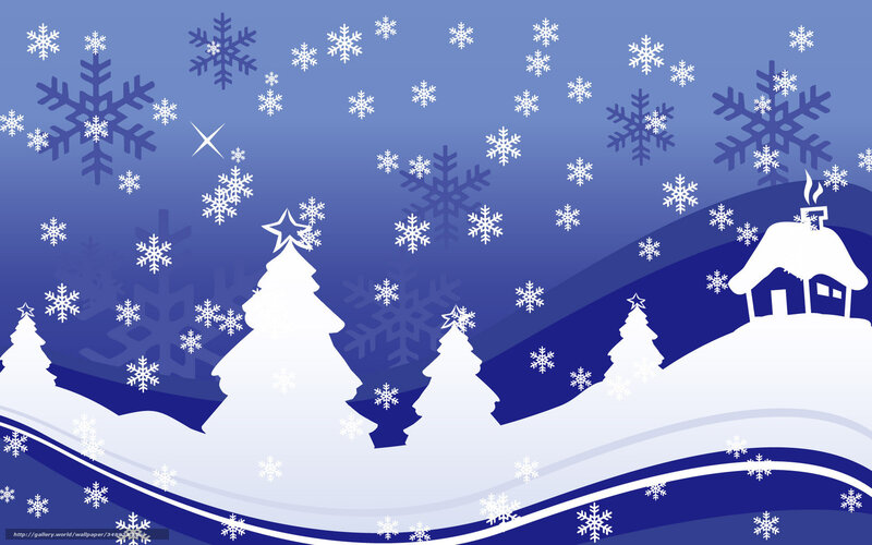 Winter snow scene with trees