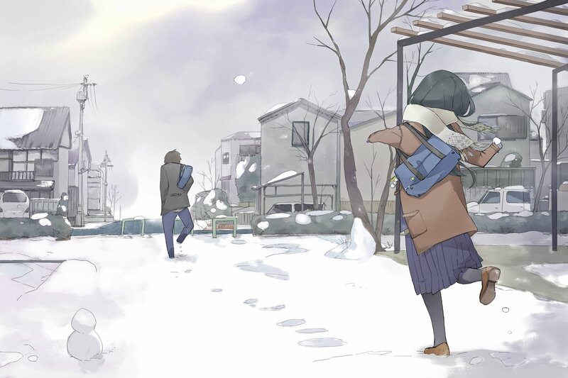 Winter snowball fight