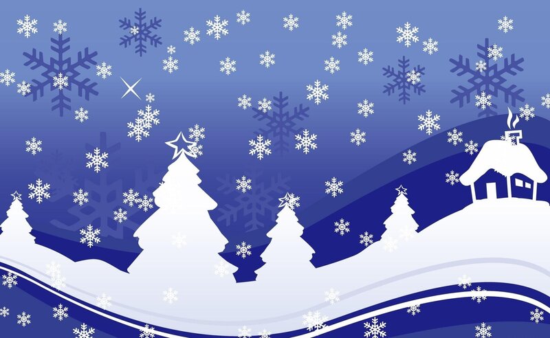 winter snowscape with falling snow