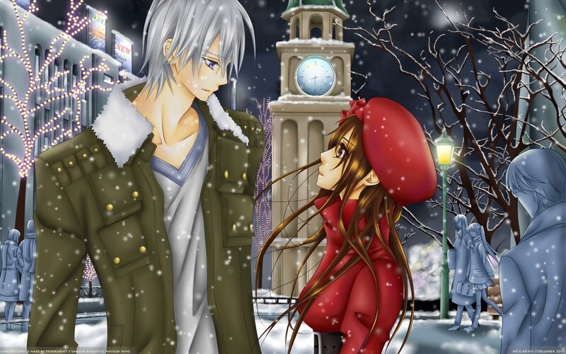 Winter street encounter